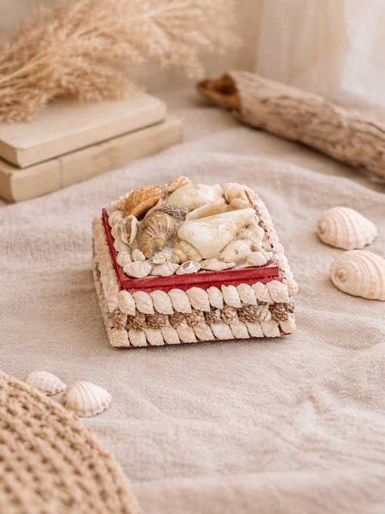 Vintage Other - Seashell Trinket Box Coastal Beach Decor Vintage Shell Jewelry Box